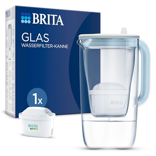 BRITA Glas Wasserfilter-Kanne hellblau (2,5l)...